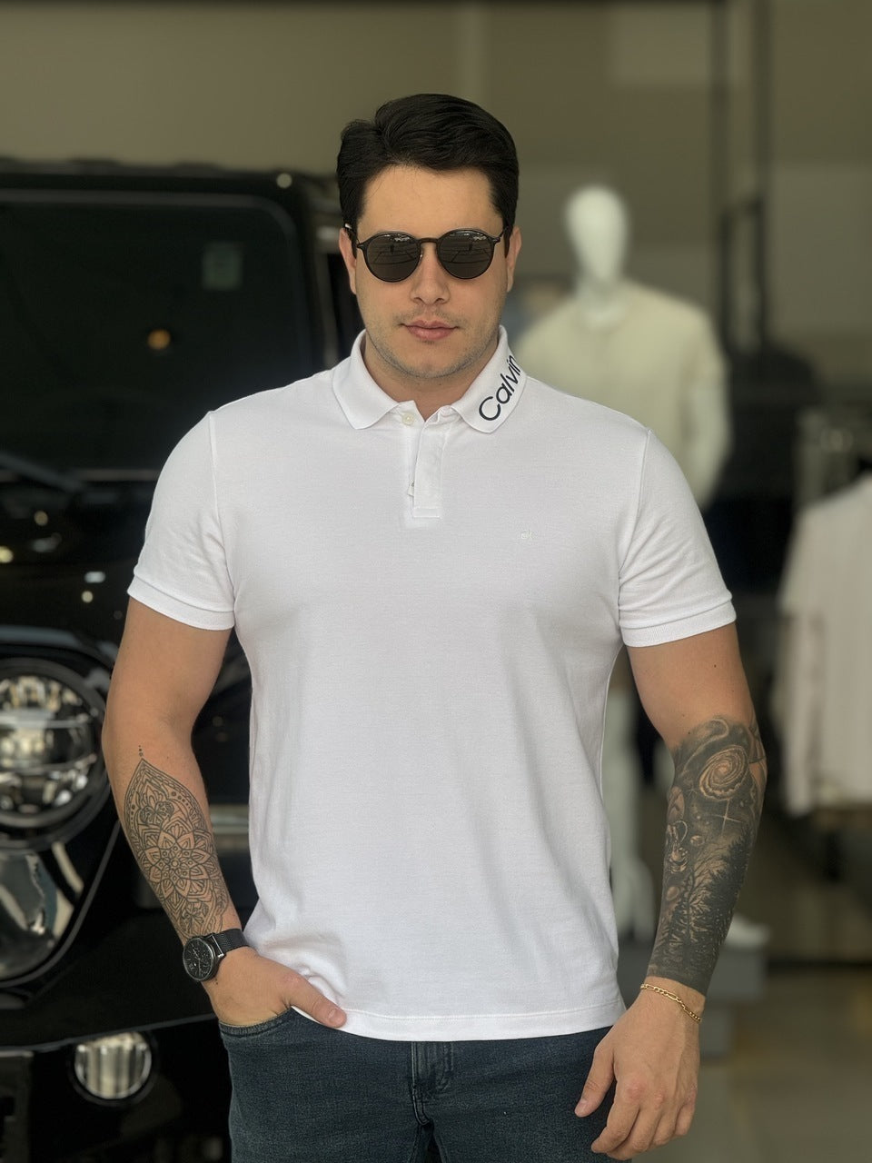 Polo Calvin Klein Logo Gola Masculino