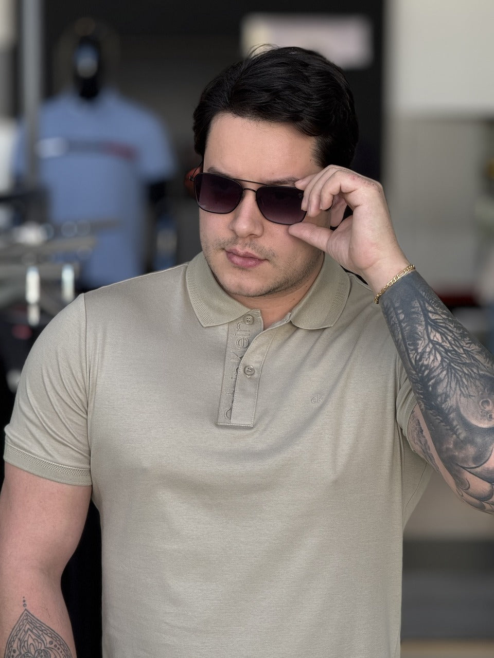 Polo Calvin Klein Slim Fit Touch Colarinho Masculino