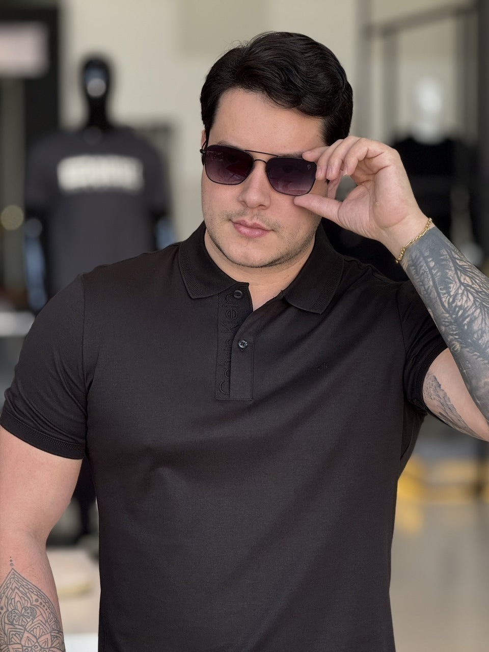 Polo Calvin Klein Slim Fit Touch Colarinho Masculino