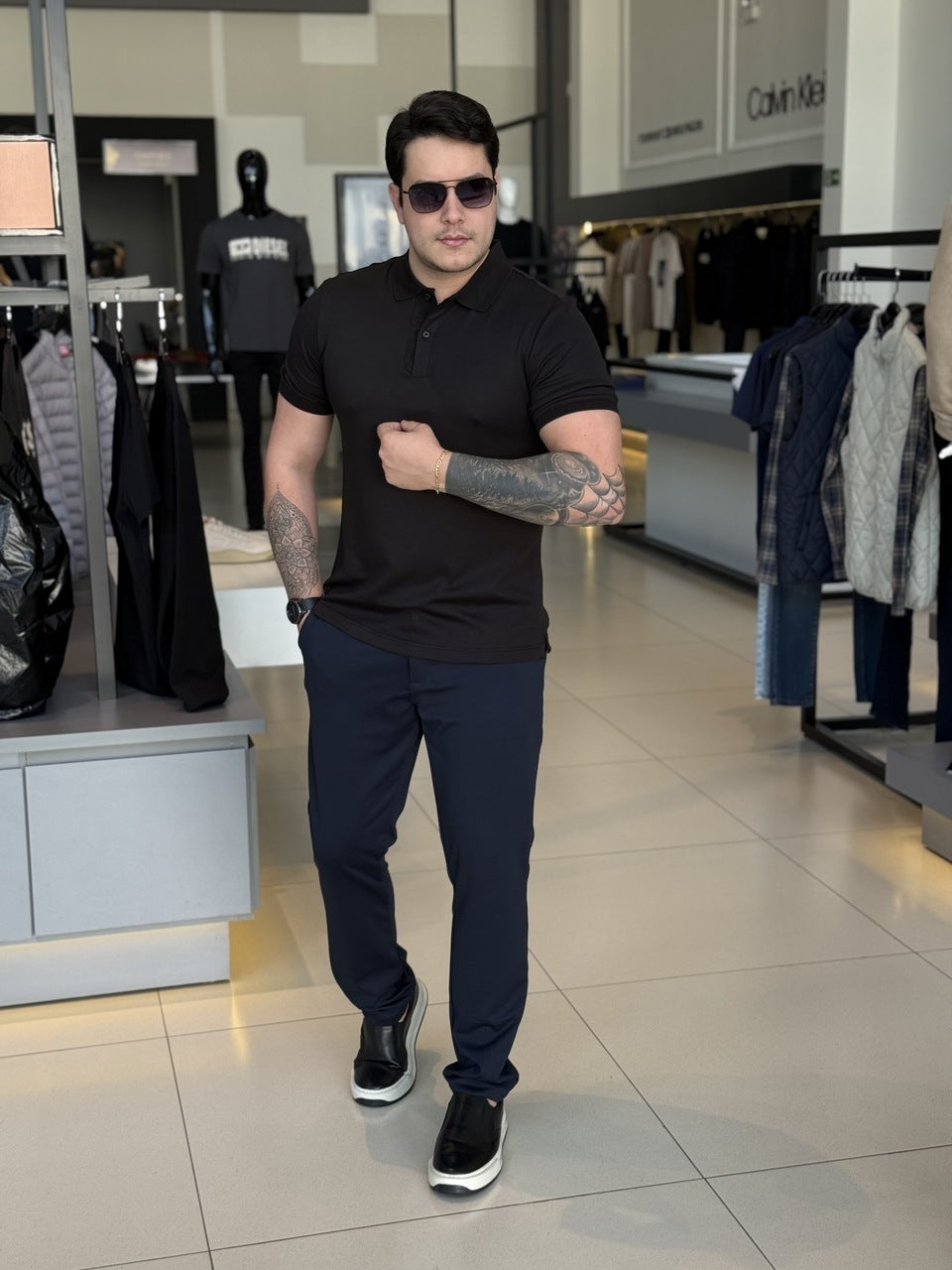 Polo Calvin Klein Slim Fit Touch Colarinho Masculino