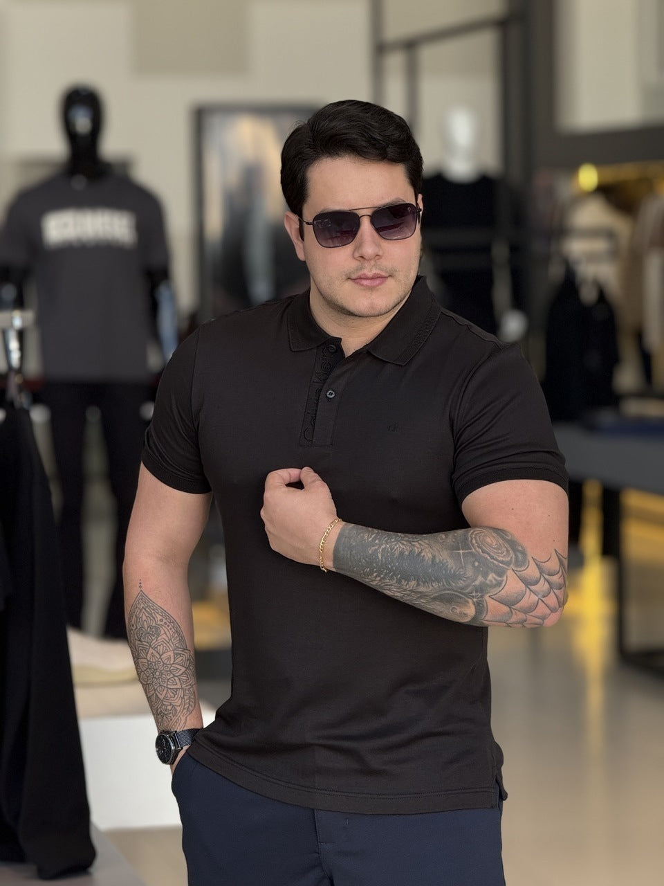 Polo Calvin Klein Slim Fit Touch Colarinho Masculino
