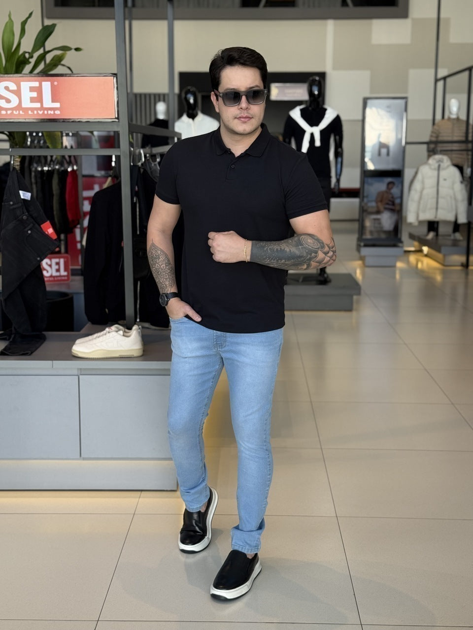 Polo Calvin Klein Slim Fit Malha Textura Masculino