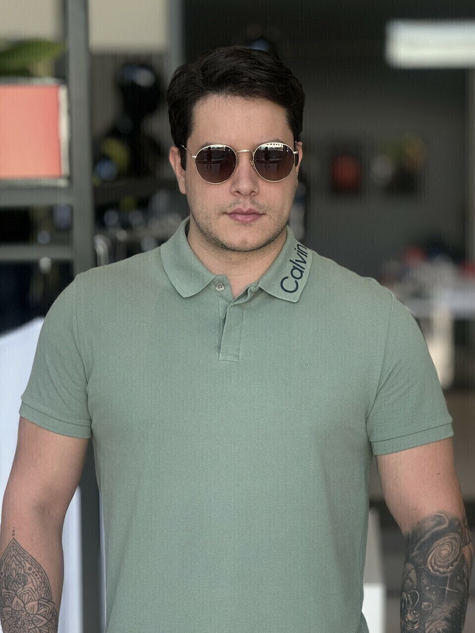 Polo Calvin Klein Logo Gola Masculino