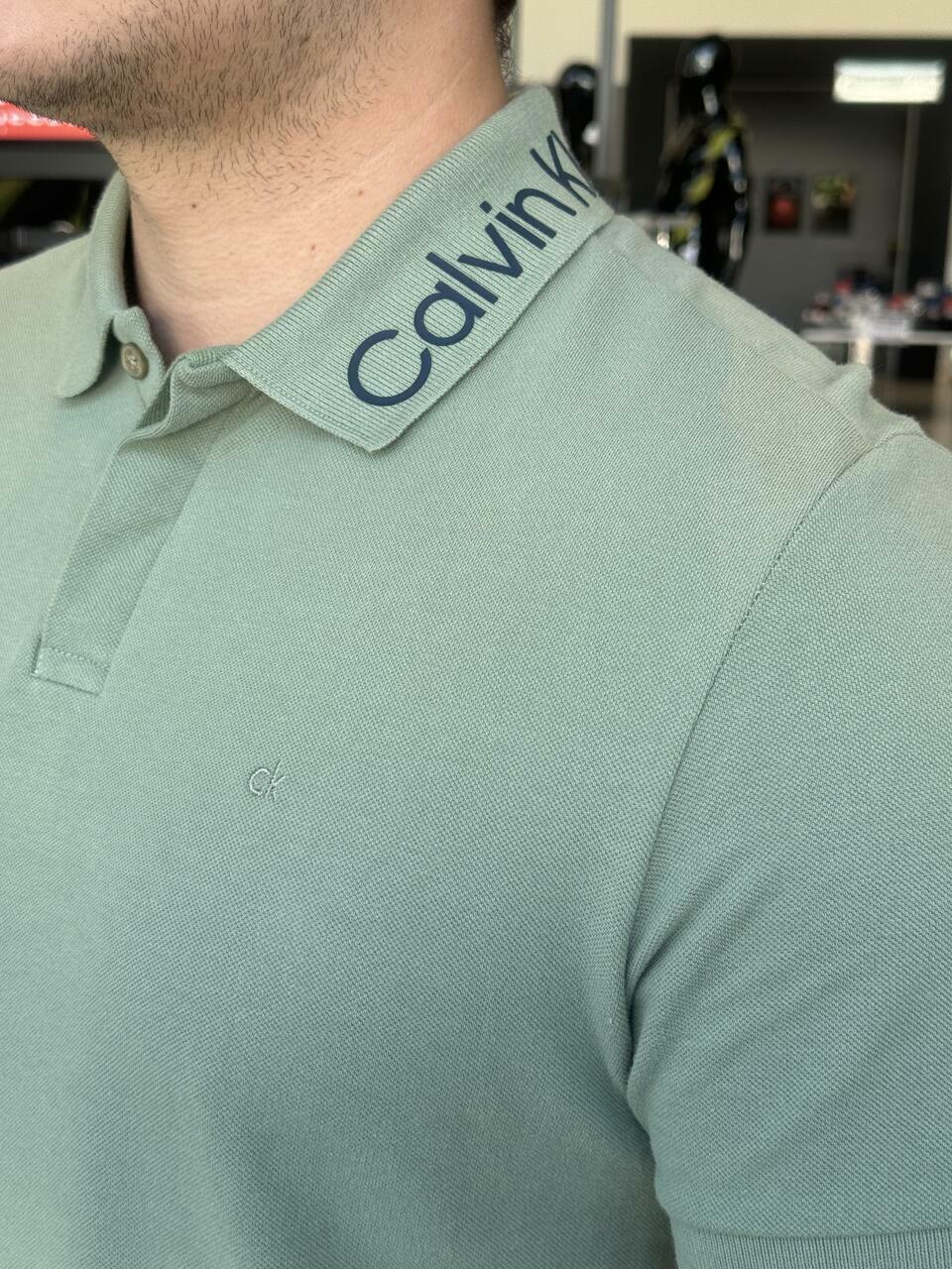 Polo Calvin Klein Logo Gola Masculino