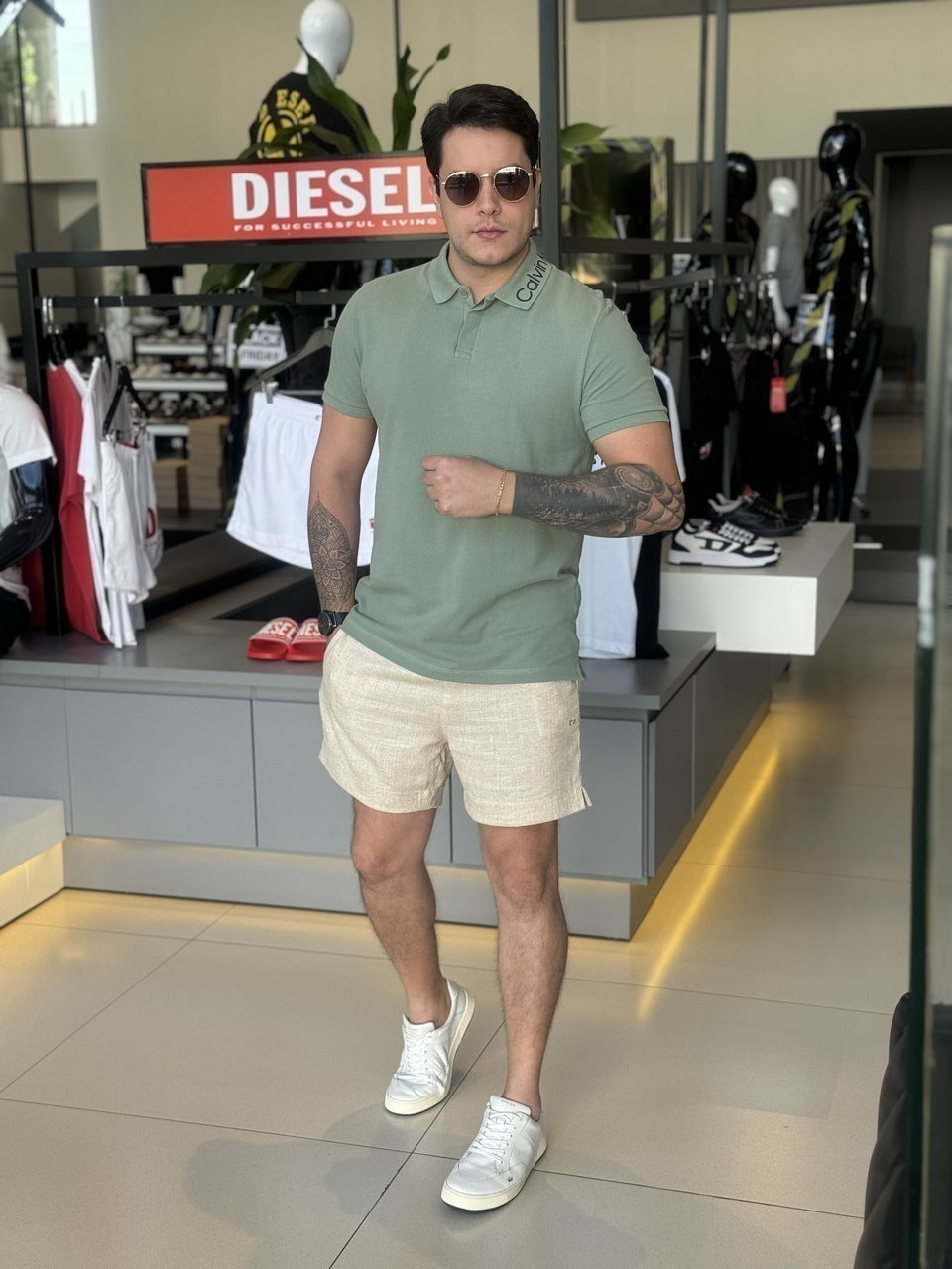 Polo Calvin Klein Logo Gola Masculino