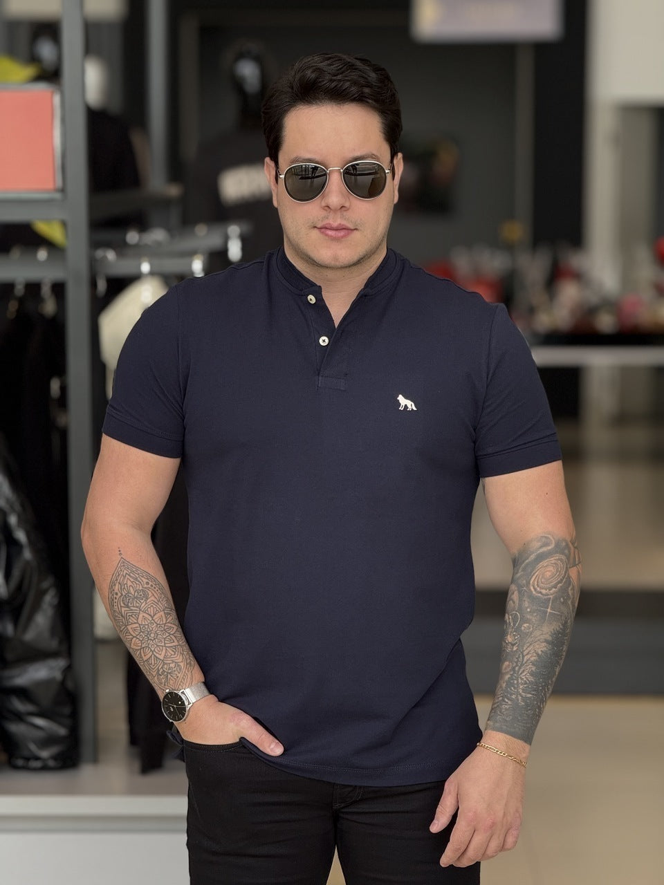 Polo Acostamento Elastano Gola Padre Masculino
