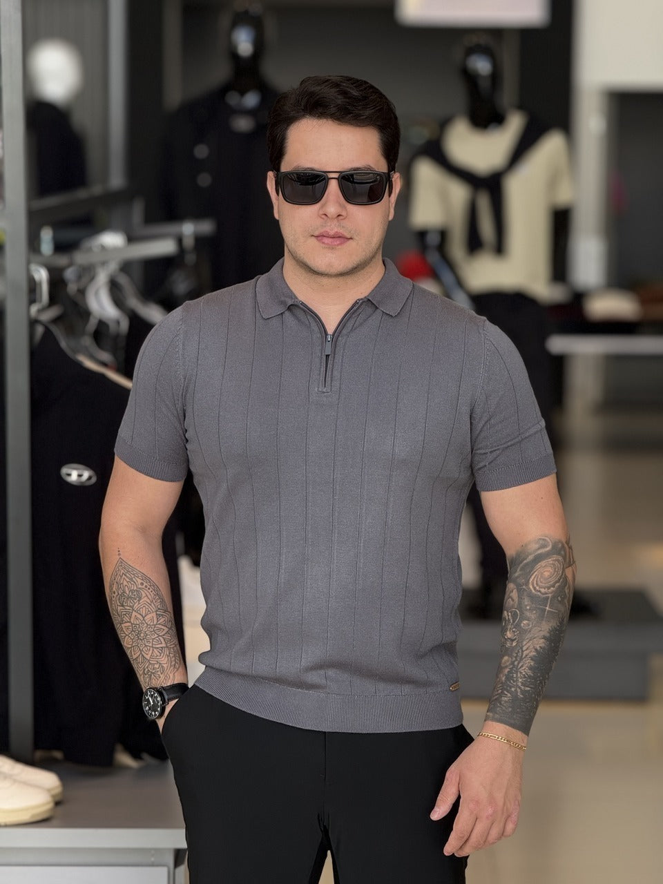 Polo Impire Tricot Listras Masculino