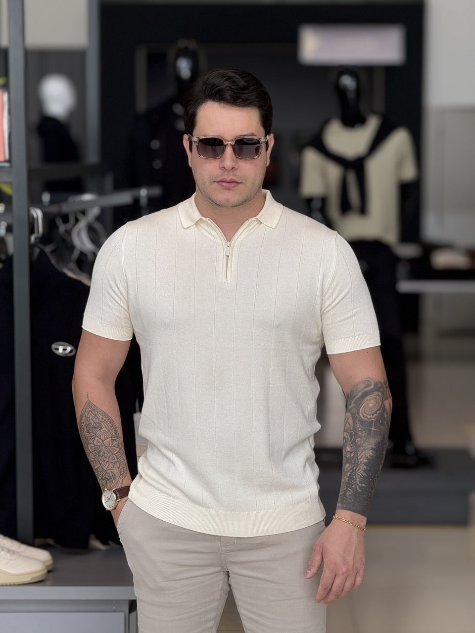 Polo Impire Tricot Listras Masculino