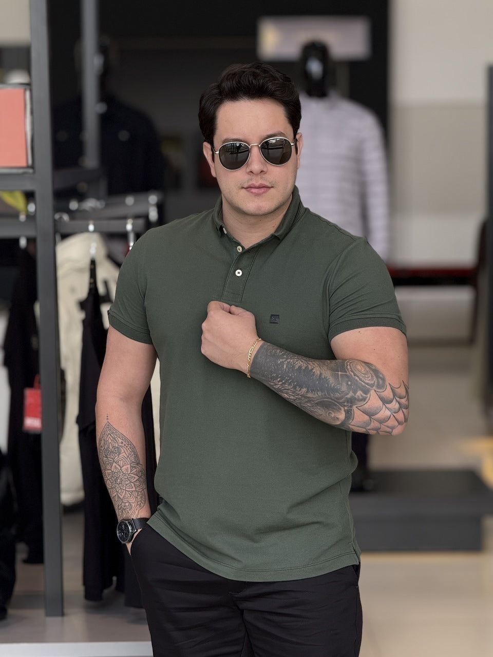 Polo Acostamento Elastano Masculino