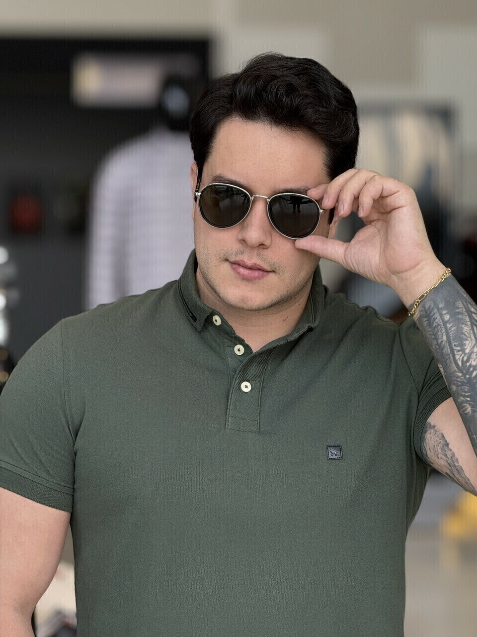 Polo Acostamento Elastano Masculino