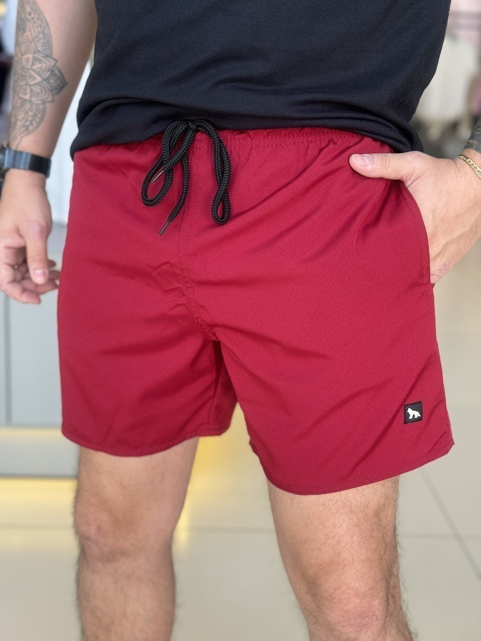 Short Acostamento Plus Size Elastano Masculino