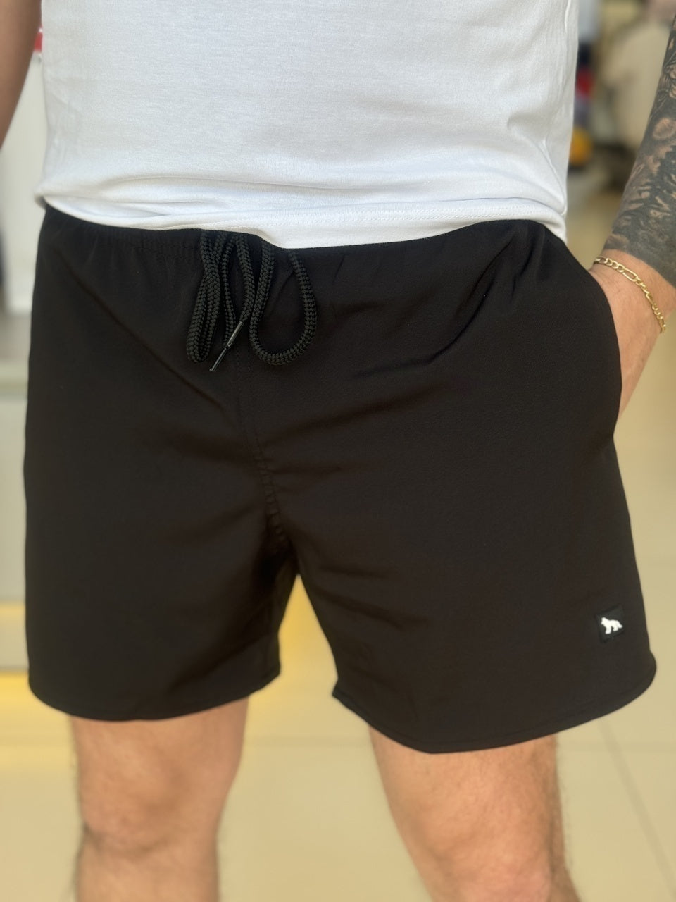 Short Acostamento Plus Size Elastano Masculino