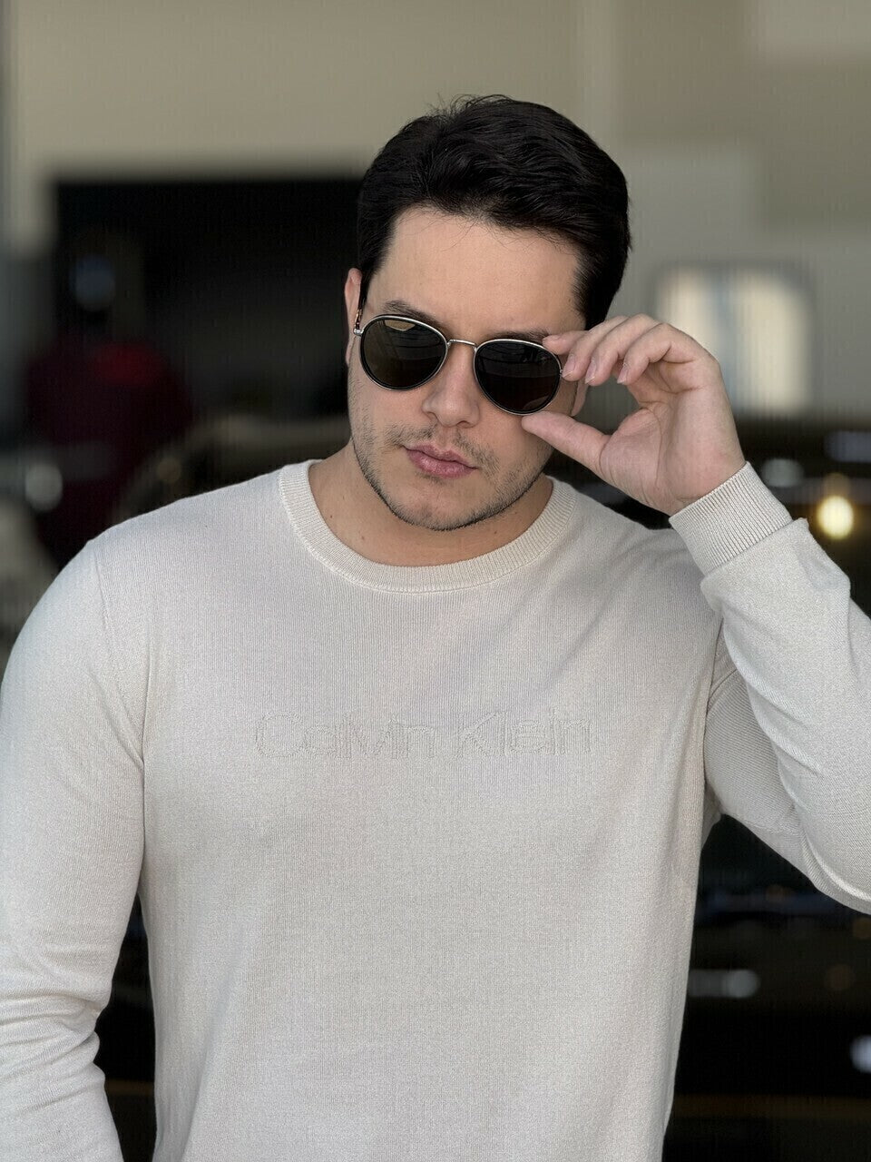 Sueter Calvin Klein Tricot com Logo Frontal Masculino