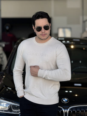 Sueter Calvin Klein Tricot com Logo Frontal Masculino