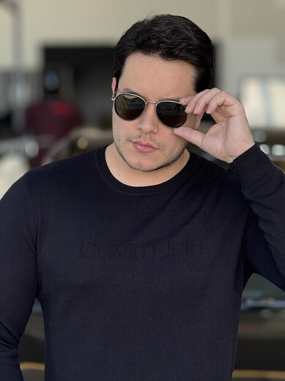 Sueter Calvin Klein Tricot com Logo Frontal Masculino